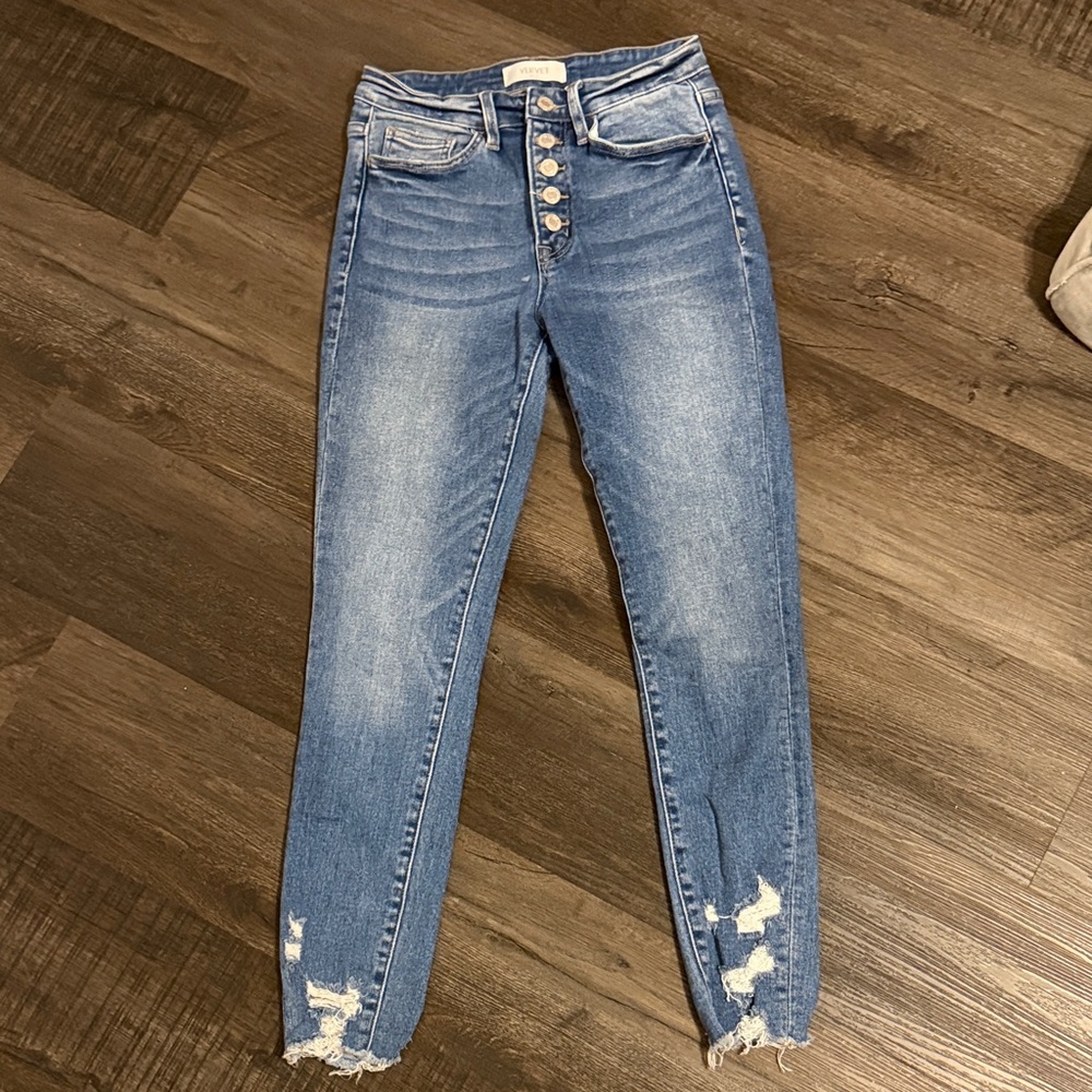 High Rise Distressed Denim Jeans